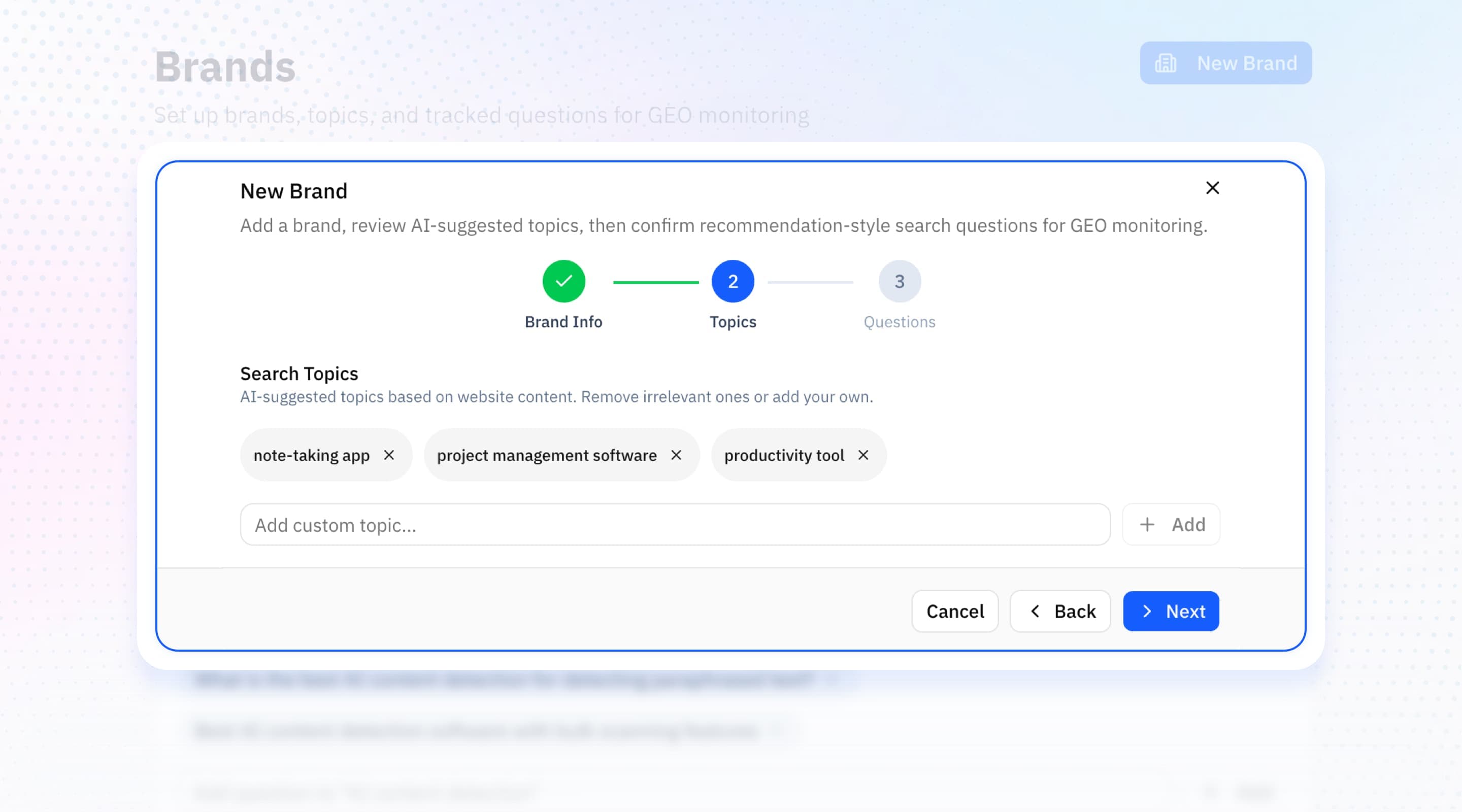 AI-suggested search intents