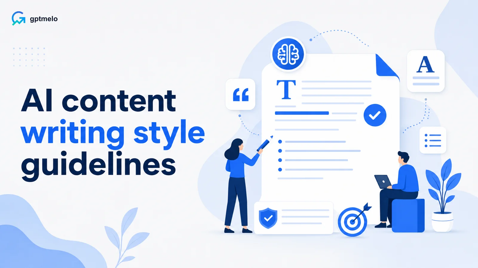 Editorial cover for AI content writing style guidelines — voice, facts, structure
