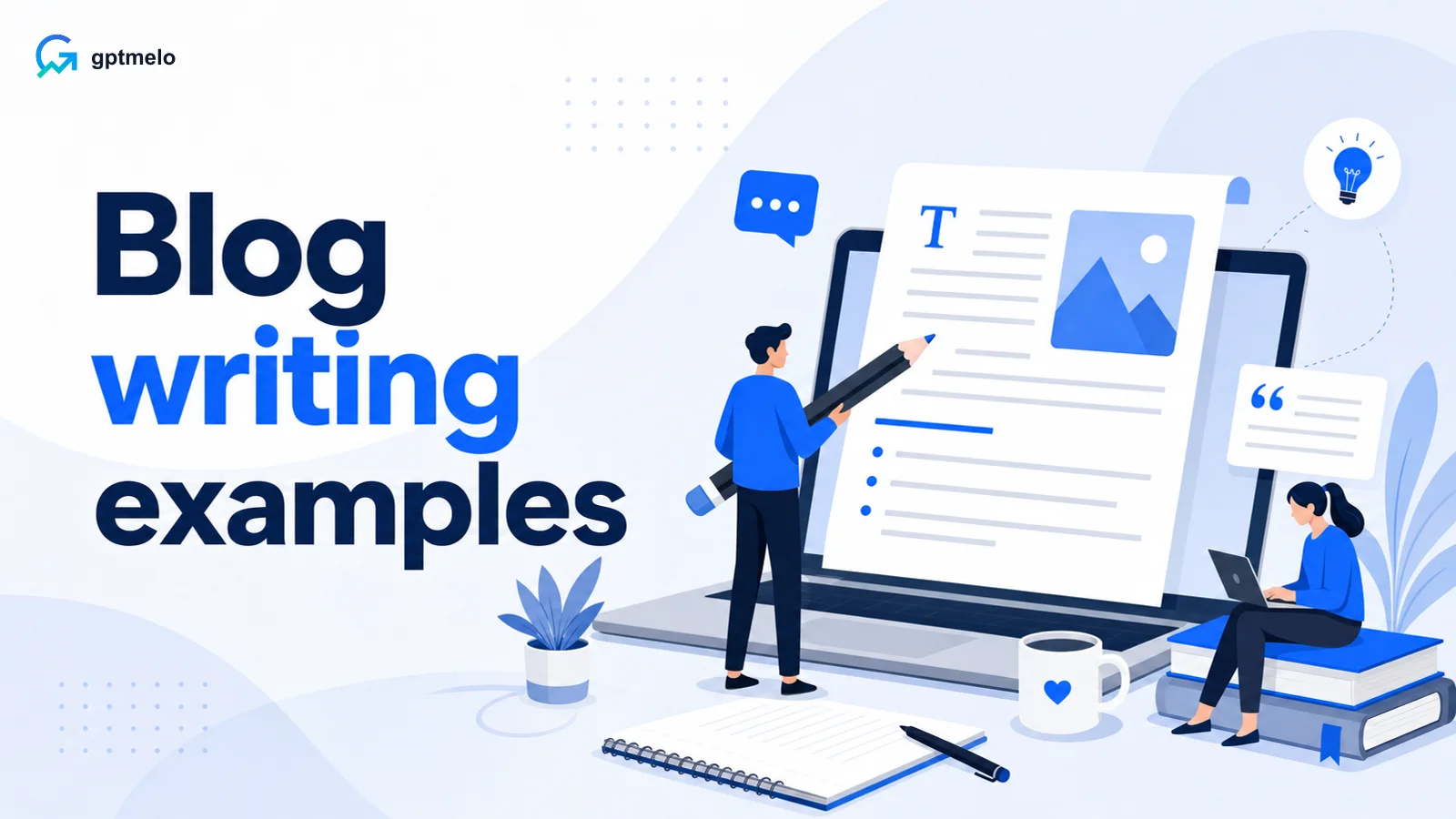 Editorial cover for blog writing examples — three outlines you can copy