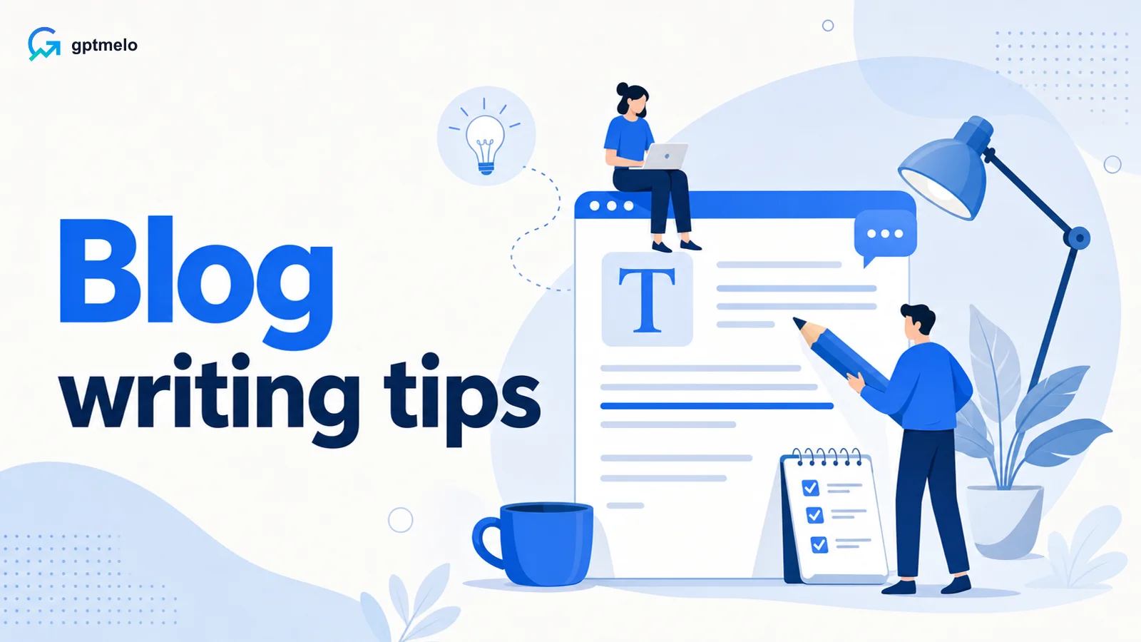 Editorial cover for blog writing tips — title, opening answer, then headings