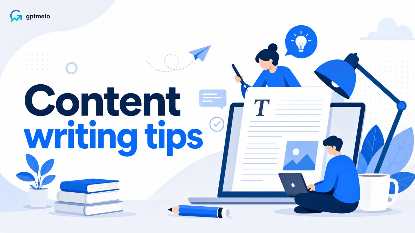Editorial cover for content writing tips — name the reader, then one point
