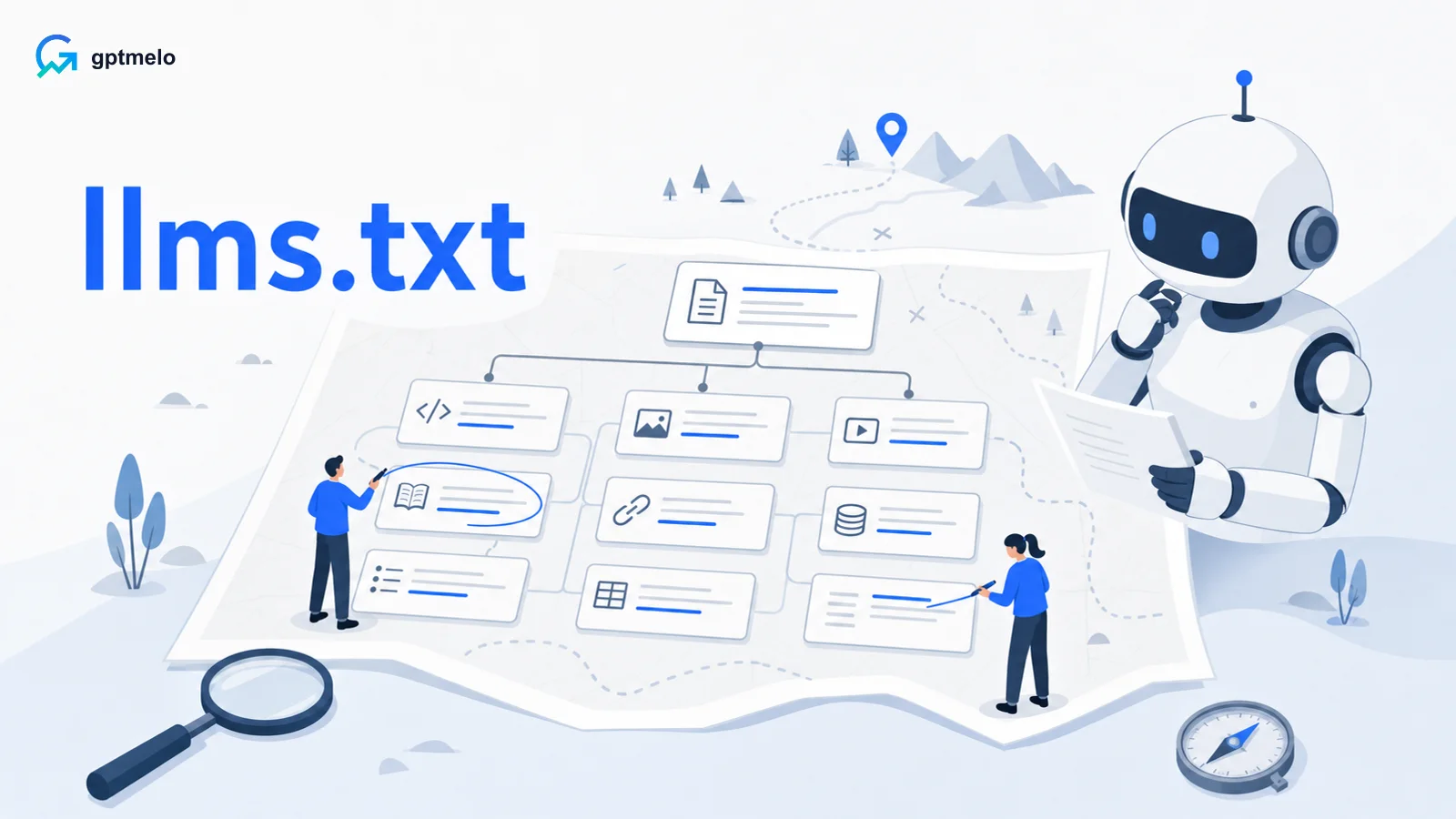Editorial cover for llms.txt — plain-text index for AI crawlers