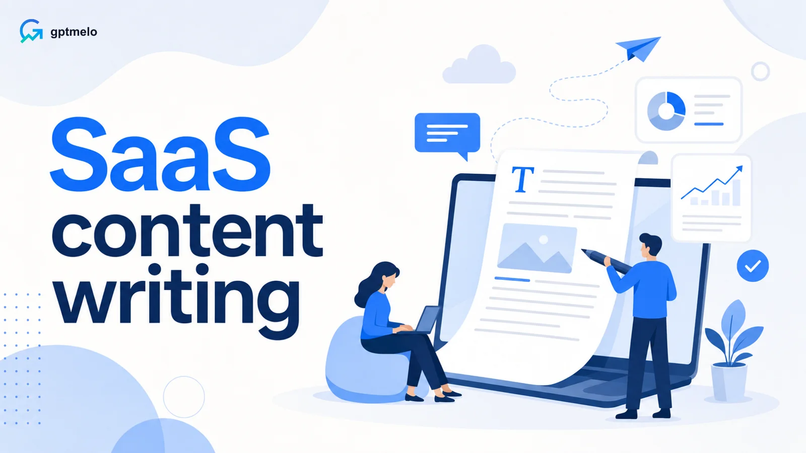 Editorial cover for SaaS content writing — buyer pages and help docs