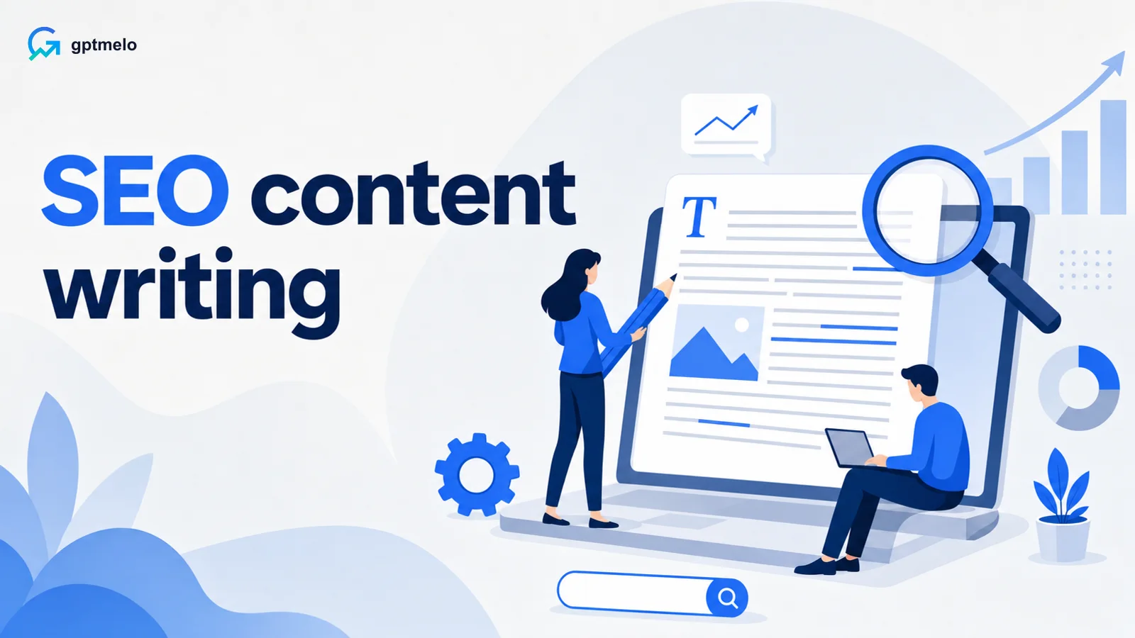 Editorial cover for SEO content writing — one query, one URL