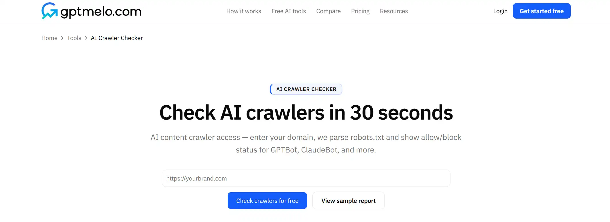 AI Crawler Checker with a domain field