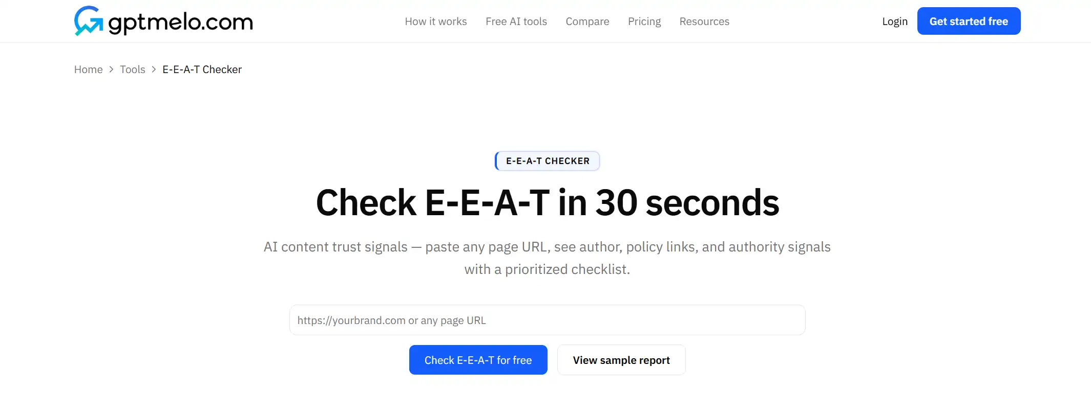 EEAT Checker with a page URL field
