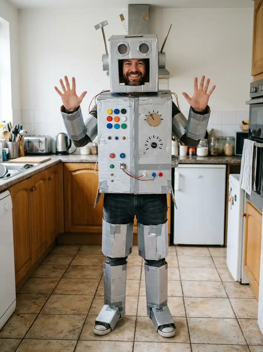 DIY cardboard robot sample generated with Gemini
