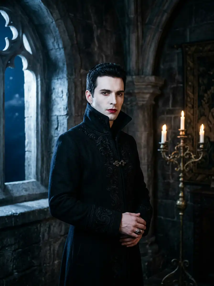 Gothic vampire Halloween portrait sample generated with Gemini
