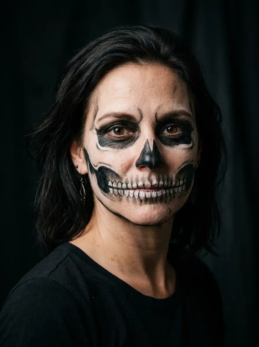 Skull makeup Halloween portrait sample generated with Gemini