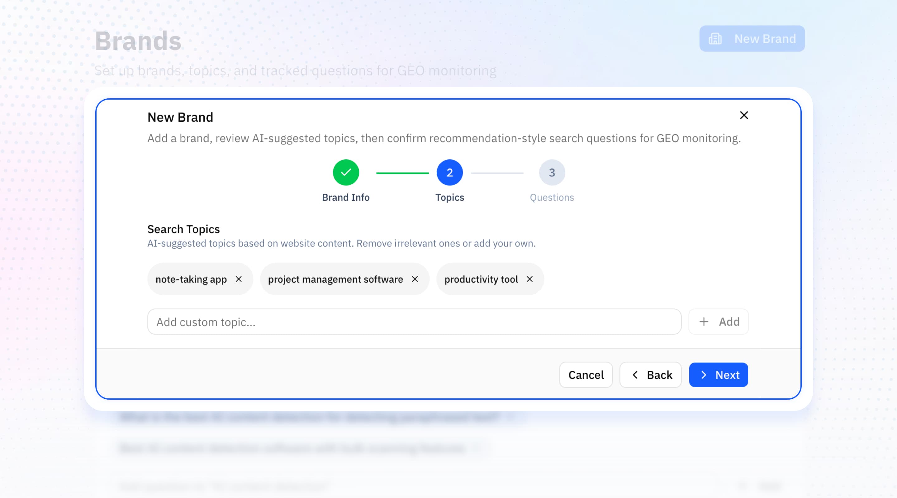 AI-suggested search intents