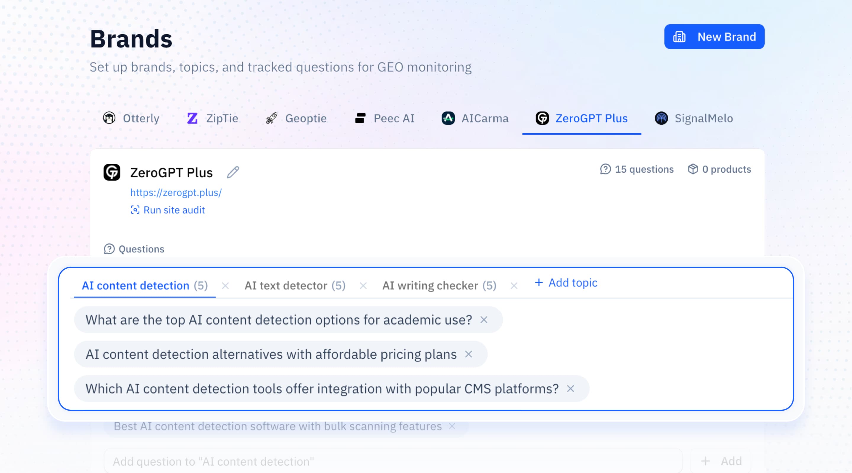 Topics, questions & products